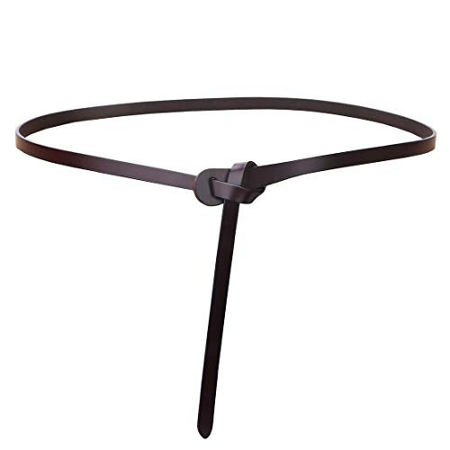 shengweiao Women's Adjustable Leather Belts Fashion Skinny Waist Strap - color: Coffee, size: Medium