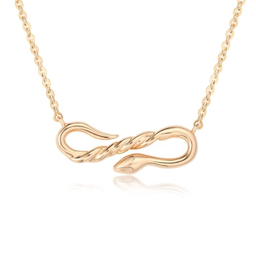 Fettero Animal Necklaces for Women 14K Gold Plated Charm Snake Necklace Elephant Bird Cat Butterfly Pendant Cute Dainty Necklace Jewelry - style: Twist