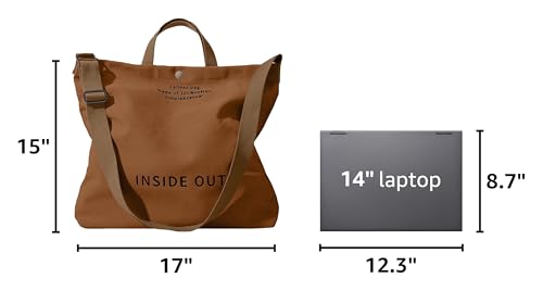 Canvas Tote Bag For Women inside out bag Crossbody Handbag with Adjustable Strap and Coin Purse for Work,Travel,Grocery - color: Brown