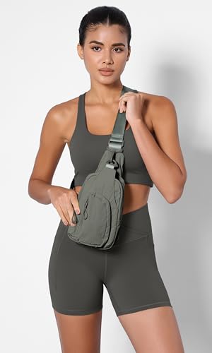 ODODOS Sling Bag with Adjustable Straps Crossbody Chest Bag Lightweight Backpack for Casual Traveling Hiking - color: Olive Charcoal
