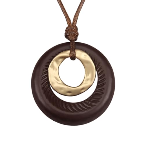 Leather Necklace for Women Long Boho Necklace Bohemian Choker Vintage Necklace Braided Boho Jewelry with Adjustable Brown Leather Cord - color: Boho Vintage Necklaces