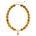 Multicolor Irregular Beaded Necklace for Women Chunky Resin Oval Bead Choker with Cubic Zirconia Pendant Summer Beach Mothers Day Gifts - color: XL23350D