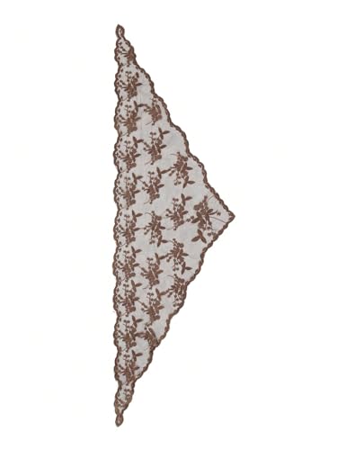 SweatyRocks Women's Floral Embroidery Lace Triangle Hair Scarf Headband Sheer Hair Bandana - color: Brown, size: One Size