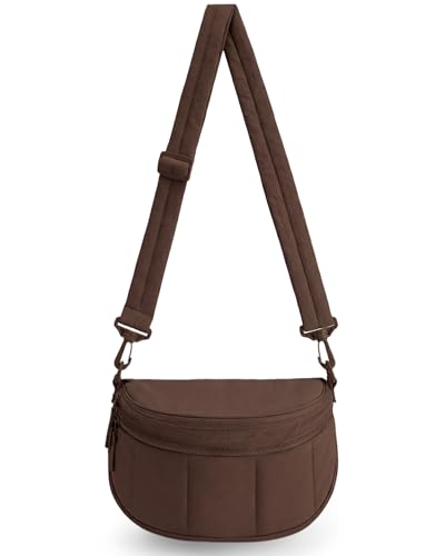 BAGSMART Crossbody Bags for Women Travel Purse, Puffer Bum Bag Handbag Wallets, Crossbody Fanny Packs for Travel & Work - color: Dark Brown