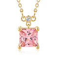 18K Gold-Plated Non Tarnish Birthstone Necklace for Women, 5A Princess Cut Cubic Zirconia Pendant, Birthday Anniversary Valentine's Gift, 18-20 Inches - color: 10-Oct-Pink
