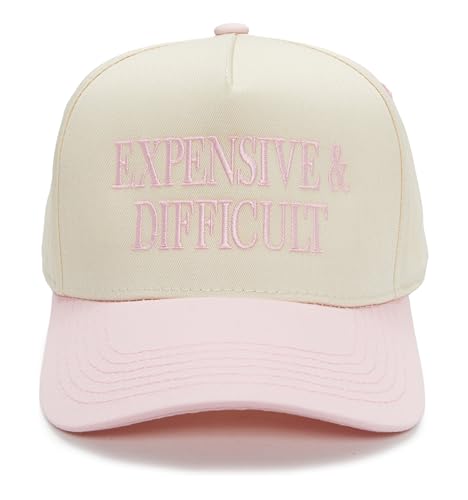Funky Junque Vintage Canvas Snapback Hat - Adjustable 2 Tone Cap for Men Women - Put It On My, Cowboy, Girl Dad, Funny - color: Expensive & Difficult - Rose/Beige
