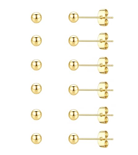 20G Hypoallergenic Surgical Steel Square Pearl Ball CZ Flat Back Stud Earrings for Sensitive Ear, Lightweight Shiny Earrings Studs for Helix Tragus Cartilage Multiple Piercing - color: Gold-N