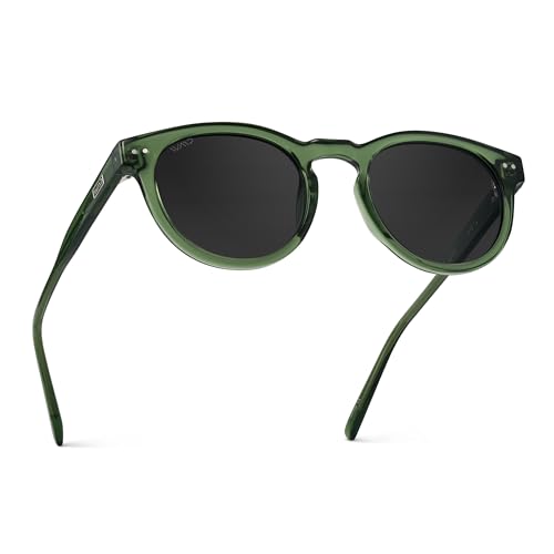 WearMe Pro Round Polarized Sunglasses for Women - Retro Classic UV400 Protection for Driving & Everyday Wear - color: Crystal Green Frame / Black Lens