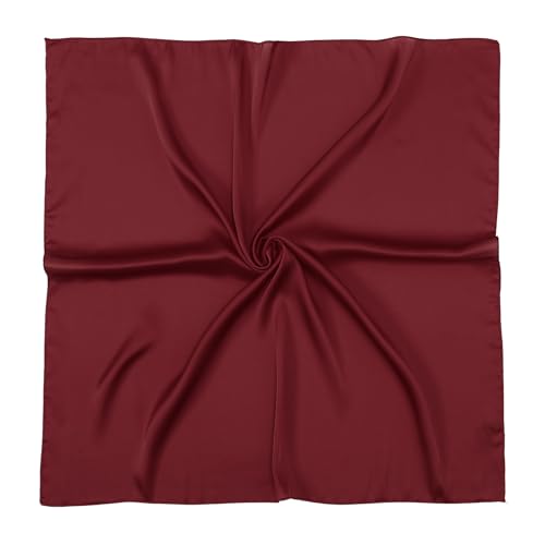 RIIQIICHY 35 Inch Head Scarf for Women Hair Scarf Like Silk Scarf Square Scarf Bandanas for Women - color: Dark Red