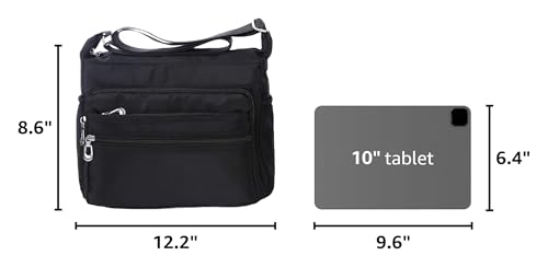 NOTAG Crossbody Bag for Women Waterproof Shoulder Bag Messenger Bag Casual Nylon Purse Handbag - color: Black-l