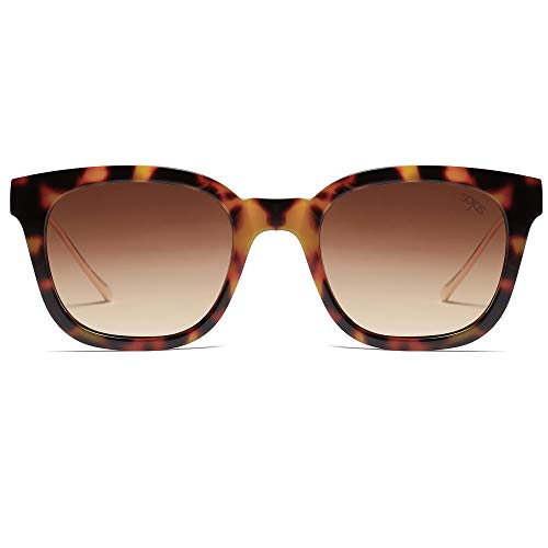 SOJOS Classic Square Polarized Sunglasses Womens Mens Retro Trendy UV400 Sunnies SJ2050 - color: Amber Tortoise/Brown