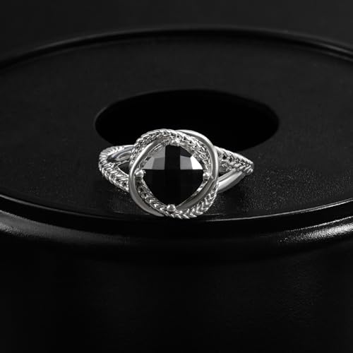 Designer Cubic Zirconia Statement Ring Antique Twisted Cable Wire Rings for Women Fashion Jewelry Gift - color: Black