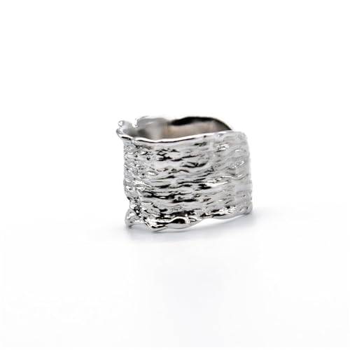 TIANYI Handmade Hammered Wide Silver Ring for Women Boho Trendy Thumb Band Adjustable Ring Open Minimalist Silver Statement Ring Women Jewelry Gift for Christmas