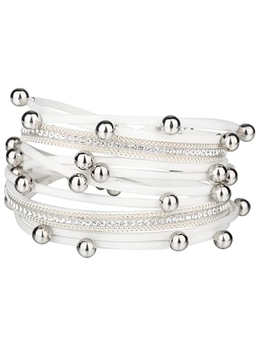Long tiantian Boho Bracelets for Women Western Jewelry for Women Leather Wrap Bracelets Stackable Bangle Western Outfit for Women - color: stackable bracelets for women(white)