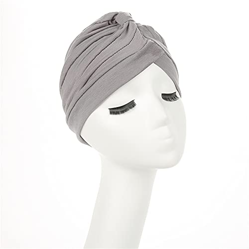 beauty YFJH Women's Cotton Turban Head Wrap Cancer Chemo Beanies Cap Headwear Cap Bonnet Hair Loss Hat - color: Gray