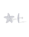 PAVOI 14K Gold Plated Starfish Statement Stud Earrings for Women | Trendy Jewelry Alluring Ocean-Themed Dangling Earrings - color: White Gold
