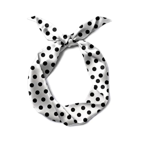 10 Pcs Long Thin Small Skinny Scarf Satin Neck Tie Ribbon Choker for Women Girls - color: Dot White