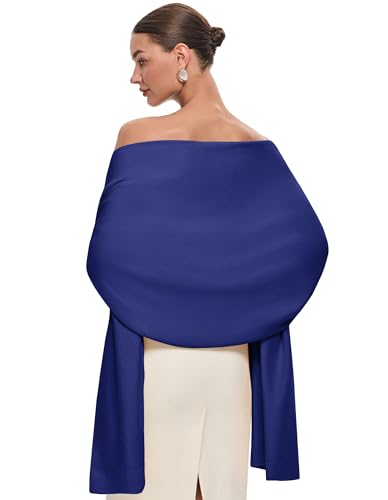 PULI Women's Pashmina Shawl Wraps for Evening Dress Large Scarf Blanket Long Wedding Bridal Winter Warm Shoulder Wrap - color: Klein Blue