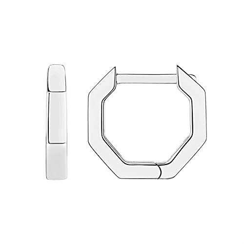 PAVOI 14K Gold Plated Chunky Huggies Earrings for Women - 925 Sterling Silver Posts Small Gold Huggie Hoop Earrings - Ultra Thick Hoops Trendy Jewelry - style: Geometric