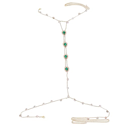 Full Rhinestone Harness Bra Body Chain for Men & Women - Sexy Bikini Crystal Bra Lingerie Festival Rave Waist Chain Body Accessories Jewelry - color: Gold