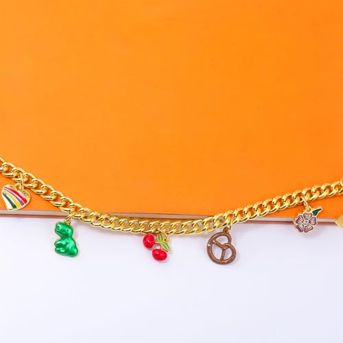 Bag Purse Charms Chain for Handbags Women's Pants Wallet Gold Link Bag Chain Keychain Y2K Accessories - color: Cherry Dinosaur