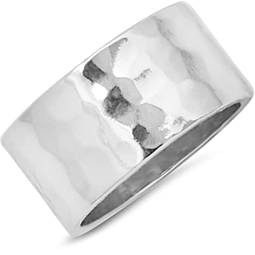 Humble Chic 18K Gold or 925 Sterling Silver Plated Wide Ring - Hypoallergenic Simple Chunky Band Rings for Women - color: 925 Sterling Silver Plated