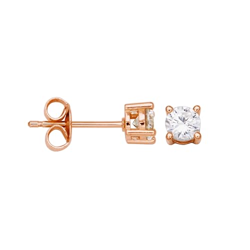 Amazon Essentials Plated Sterling Silver Cubic Zirconia Stud Earrings (Round & Princess) - color: White/Rose Gold, size: 4 mm, style: Round Cut