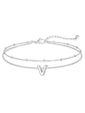 FaithHeart Initial Ankle Bracelets for Women, Waterproof 14k Gold Plated Initial Anklets Non Tarnish Stainless Steel Cute Layered Anklet Summer Beach Jewelry - color: Silver, size: Initial V