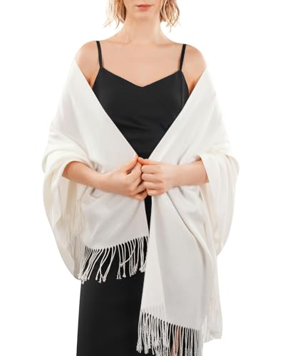 FURTALK Pashmina Shawl Wraps for Women Evening Dresses Blanket Scarves Fashion Scarf Wedding Gifts - color: 03-cream