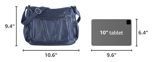 ELDA Crossbody Bags For Women Pocketbooks Soft PU Leather Purses and Handbags Multi Pocket Shoulder Bag - color: Dark Blue