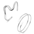 2Pcs Arm Cuff Gold Upper Arm Cuff for Women Adjustable Upper Arm Bracelets Open Irregular Arm Bangle Minimalist Coil Swirl Armlets Armband Jewelry - style: styleE silver