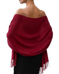 FURTALK Pashmina Shawl Wraps for Women Evening Dresses Blanket Scarves Fashion Scarf Wedding Gifts - color: Dark Red