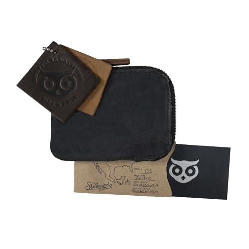 Hide & Drink, Full Grain Leather Zippered Card Wallet for Men and Women, Coin Pouch, Money Holder, Pocket Organizer, Handmade, Charcoal Black - color: Charcoal Black