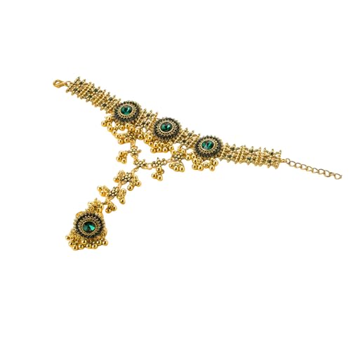 Boho Hand Chain Bracelet Ring For Women Trendy Finger Rings Retro Ethnic Style Dainty Adjustable Wrist Chain Cubic Zirconia Bracelet Wedding Jewelry Stocking Stuffers Engagement Gift - color: Green