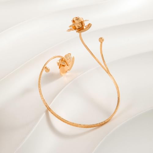 Pingyongchang Arm Cuff Upper Arm Band Cuff Bracelet Bangle for Women Silver Gold Boho Adjustable Flower Butterfly Sun Moon Armband Set Birthday Friendship Gift Holiday Beach Jewelry - style: G Gold