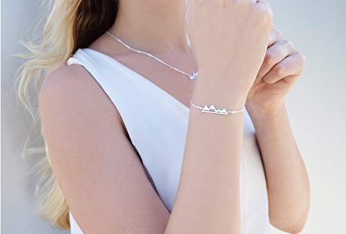 Altitude Boutique Mountain Bracelet, Mountain Jewelry, Snowy Peaks Bracelet for Nature Lovers, Skiers, Hikers, Campers - color: Gold