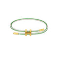 AIMADE Bracelets for Women Adjustable Charm Bracelet, 18k Gold-plated Buckle Design Titanium Steel Wire Rope Women's Gift Jewelry - color: pink-green