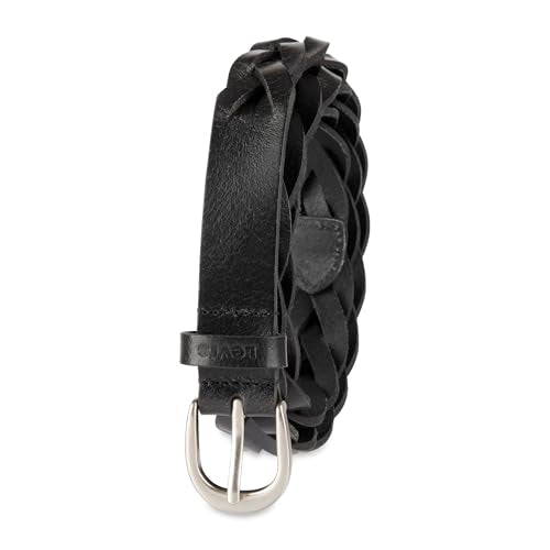 Levi's Women's Fully Adjustable Casual Leather Braided Belt for Jeans and Dresses - color: Black Braid, size: Small