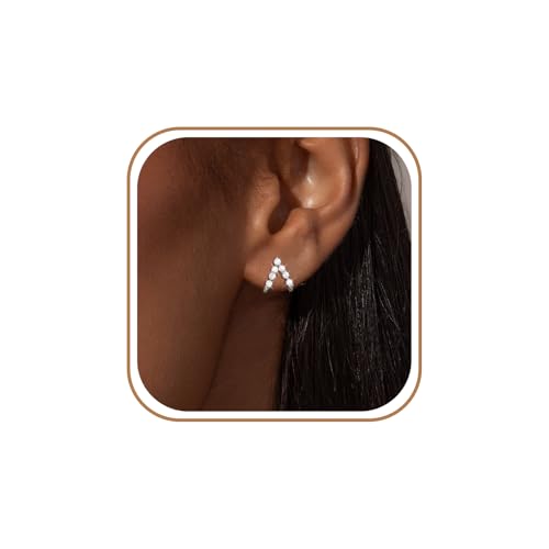 Gold Silver Earrings For Women,14K Gold/Silver Plated Hypoallergenic Stud Earrings For Women Trendy ,Minimalist Simple Unique Gold Silver Diamond Cubic Zirconia Stud Earrings Dainty Cute Jewelry Gifts - style: Diamond Stud-Silver