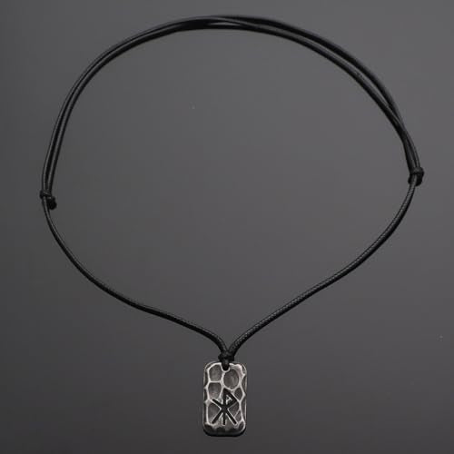 Ankiyabe Stainless Steel Norse Viking Rune Pendant with Adjustable Braided Rope Good Luck/Love/Strenght/Health Viking Symbol Necklace for Men Women - color: LOVE