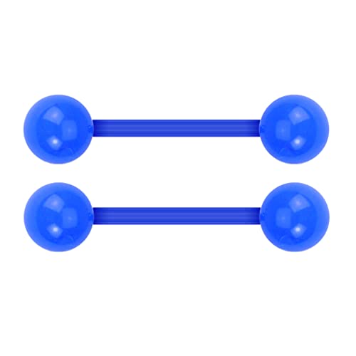 Forbidden Body Jewelry Nipple Rings, Tongue Rings, Nipple Piercing Jewelry, Nipple Jewelry, Flexible Acrylic Barbell Set 14G 16mm (5/8 Inch), 3 Pack - style: Blue