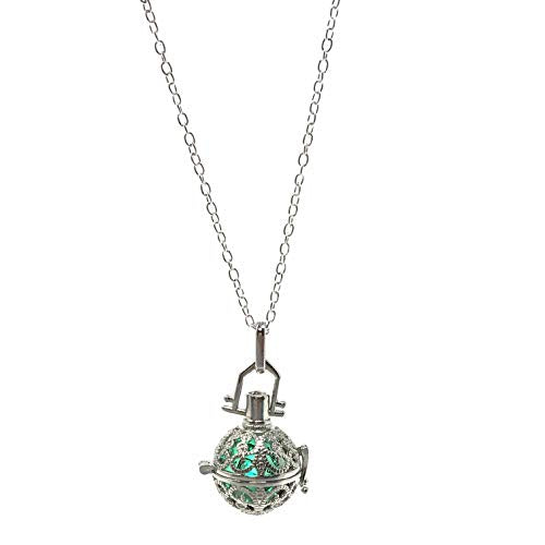 UMBRELLALABORATORY Steampunk FIRE Necklace - Pendant Glow Locket - Great Gifts for women, Mother, Father, cute magical Jewelry - color: Teal