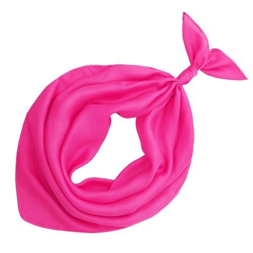 vimate Head Scarf for Women Hair 27'' Square Satin Silk Feeling Bnadana Neck Scarf Handbag Accessories Etc - color: C68#. Hot Pink