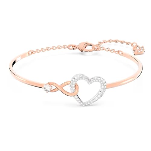 Swarovski Infinity Heart Jewelry Collection, Necklaces and Bracelets, Rose Gold & Rhodium Tone Finish, Clear Crystals - color: Bangle Bracelet