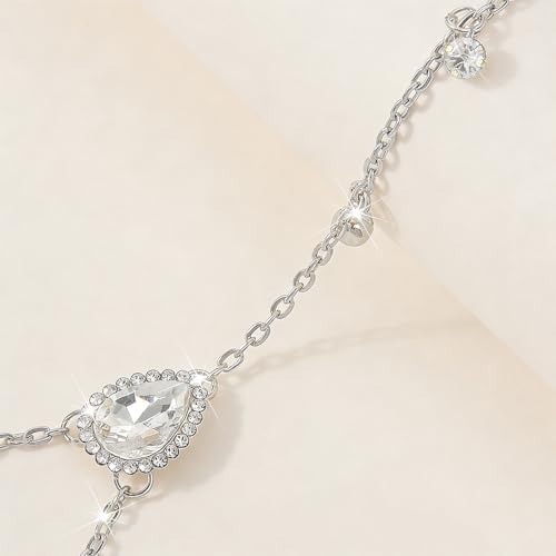 Sexy Crystal Back Chain Necklace for Women Rhinestone Simple Body Chain Gold Silver Backdrop Chain Body Jewelry Wedding Bridal Party Prom - color: Silver