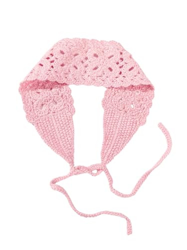 OYOANGLE Women's Boho Crochet Knit Hair Band Vintage Head Wrap Hair Bandanas Head Kerchief Pink One-Size - color: Pink