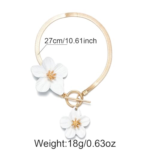Flower Anklets for Women Trendy Flower Ankle Bracelet Boho Floral Anklet Summer Beach Anklets Jewelry for Women - color: Black