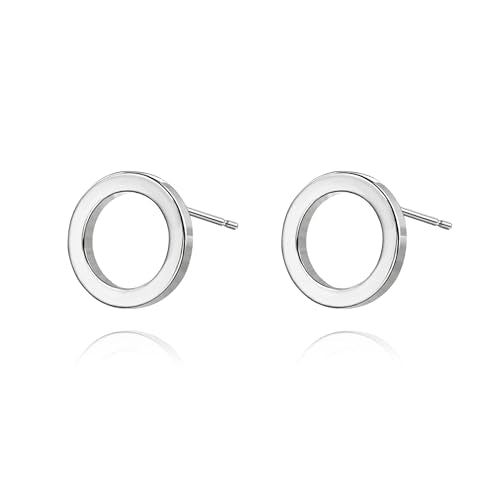 18K Gold Love Knot Stud Earrings for Women Statement Button Pearl Stud Earrings Minimalist Cute Small Post Earring - color: 7.Silver Circle