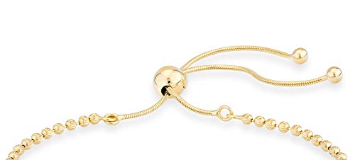 Miabella 925 Sterling Silver or 18Kt Yellow Gold Plated 925 Sterling Silver Infinity Adjustable Bolo Beaded Ball Chain Bracelet for Women, Made in Italy - style: Yellow-Gold-Plated-Silver