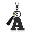 Oubaka Initial Monogram A-Z Keychain for Women, Cute Initial Letter Keychain with Tassel for Handbag Car Key Bag Keyring - color: Black-a